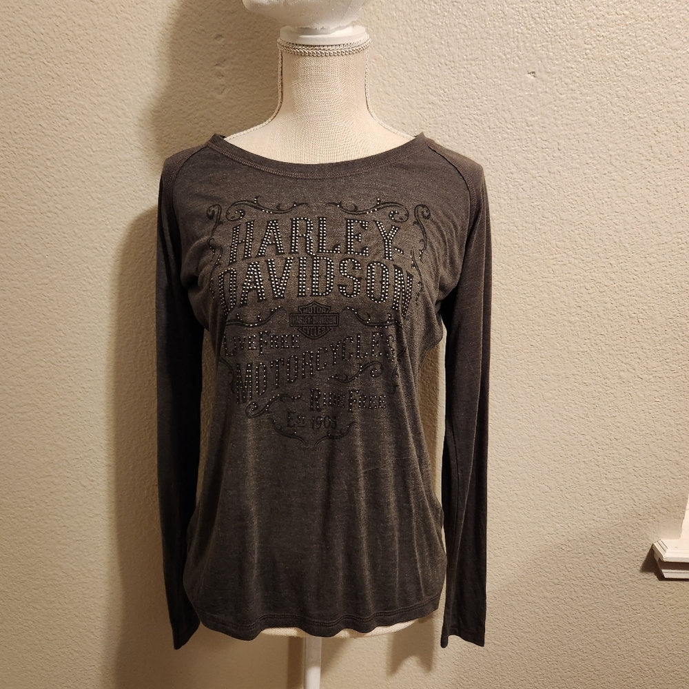 Harley Davidson Dark Gray Burn Out Long Sleeve